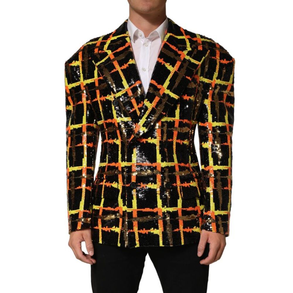 Dolce & Gabbana Multicolor Sequin Embellished Double Breasted Men's Jacket